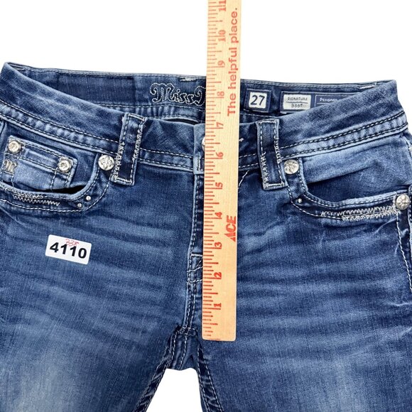 Miss Me Womens Low Rise Bootcut Distressed Blue Denim Jeans Size 27 - Picture 4 of 10